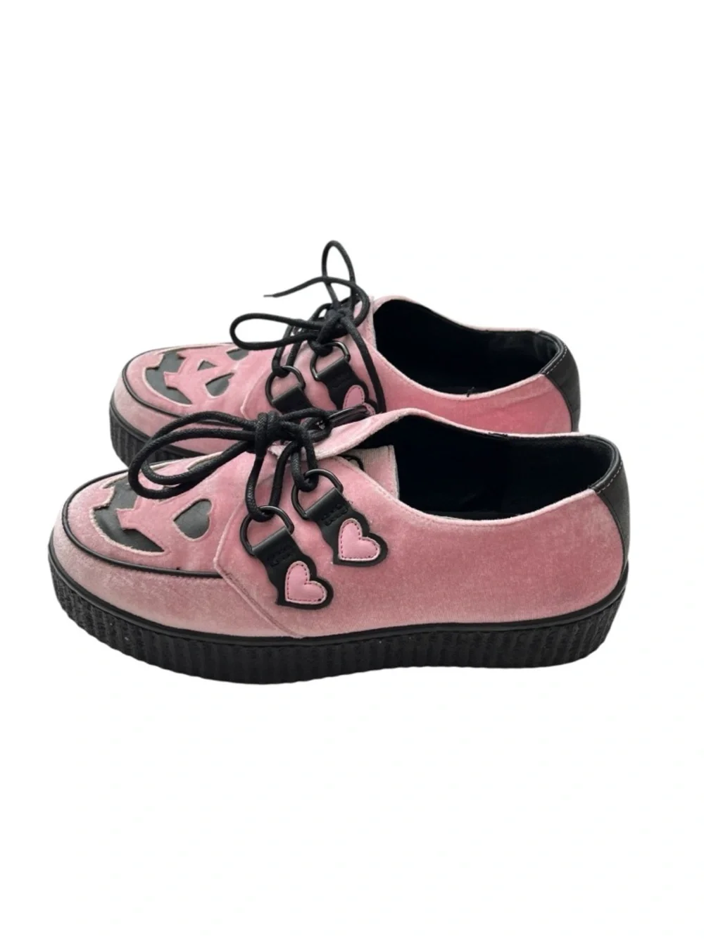 Strange Cvlt Jack O Lantern Face Velvet Platform Creepers Pink Size Women’s 10